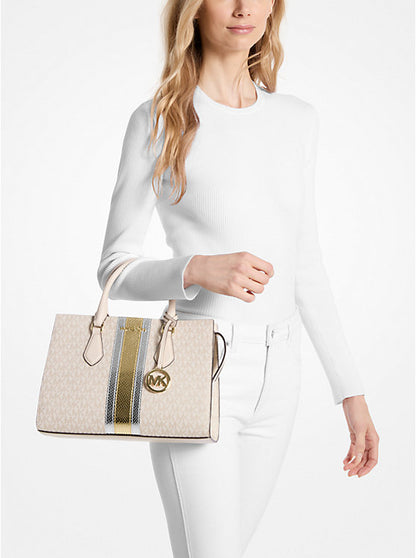 Michael Kors Sheila bolso mediano con logotipo y metalizado